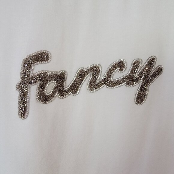 On Twelfth Shirt FANCY Spellout Women's Size L White Top - Picture 2 of 6